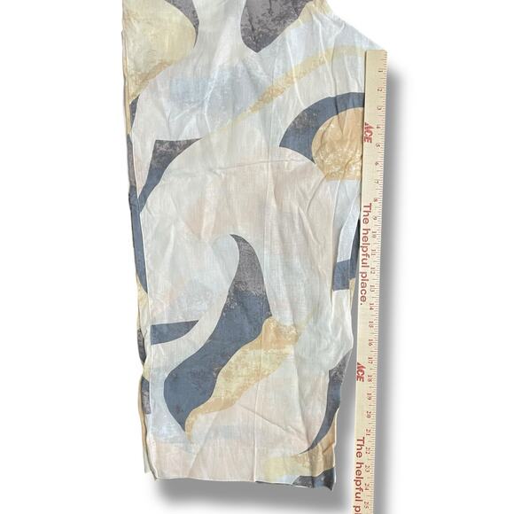 Rachel Zoe Linen Abstract Print Wide Leg Pants Elastic Waist Beige L - Picture 6 of 9